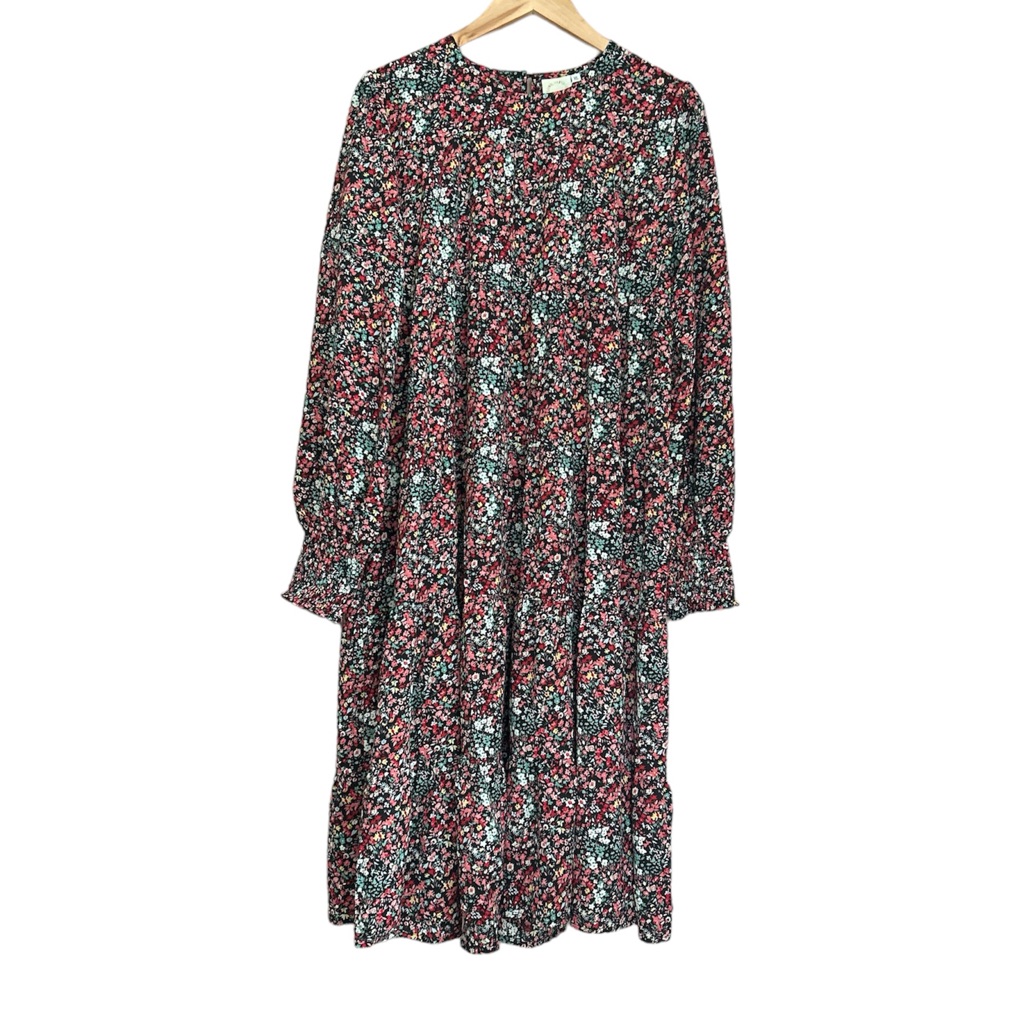 Nwt Love, Olive Co Floral Trapeze Tiered Midi Dress Floral Long Sleeve Size Xl — image 2 of 8